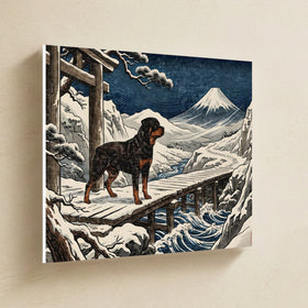 Rottweiler Canvas Wall Art, Japanese Print Dog Art, Rottweiler Lover Gift, Stretched Canvas