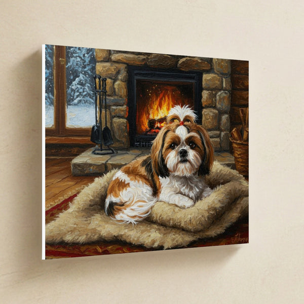 Shih Tzu Acrylic Canvas Wall Art, Colorful Dog Art, Shih Tzu Lover Gift, Stretched Canvas