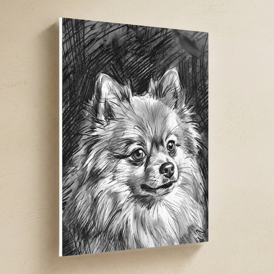 Pomeranian Charcoal canvas print by Tritan, angled view