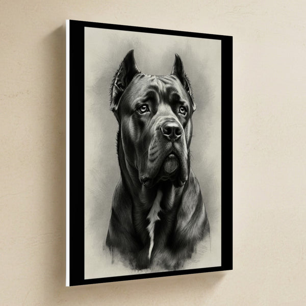 Cane Corso Charcoal Portrait Canvas Print, Dog Wall Art, Pet Memorial Gift, Dog Lover Decor, Black & White Dog Mom Gift