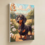 Dachshund Stained Glass canvas print by Tritan, angled view