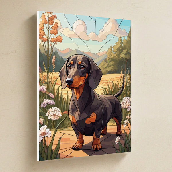Dachshund Low Poly Canvas Wall Art, Colorful Dog Art, Dachshund Lover Gift, Stretched Canvas