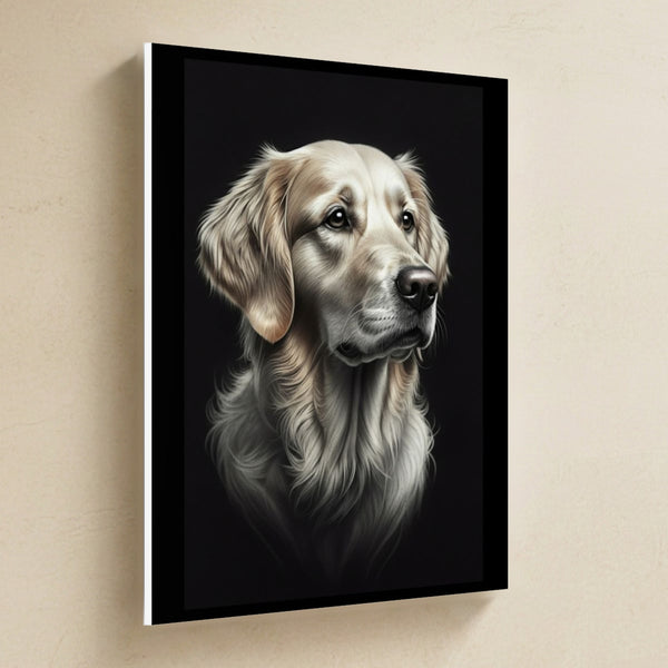 Golden Retriever Charcoal Canvas Wall Art, Dog Sketch Print, Golden Retriever Lover Gift, Stretched Canvas