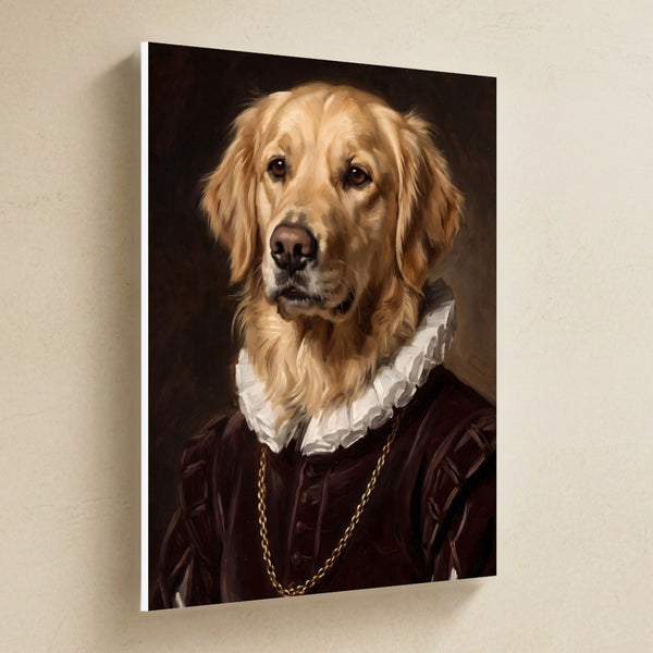 Golden Retriever Royal Portrait Canvas Wall Art, Regal Dog Painting, Golden Retriever Lover Gift, Stretched Canvas