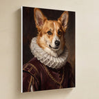 Corgi Renaissance Royal canvas print by Tritan, angled view