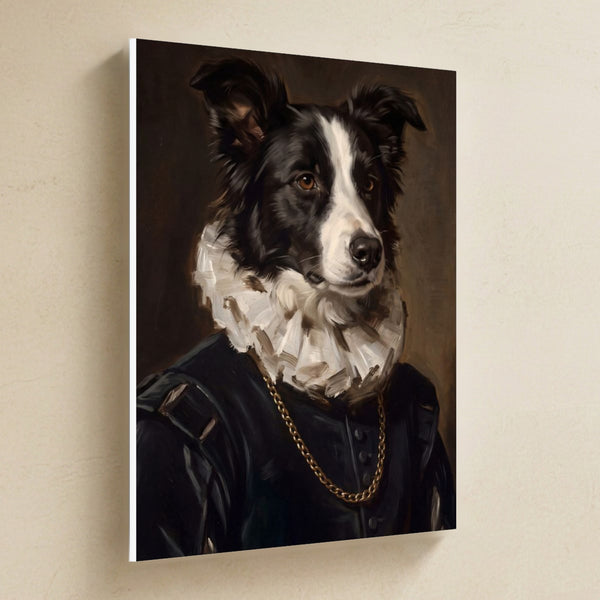 Border Collie Royal Portrait Canvas Wall Art, Regal Dog Painting, Border Collie Lover Gift, Stretched Canvas