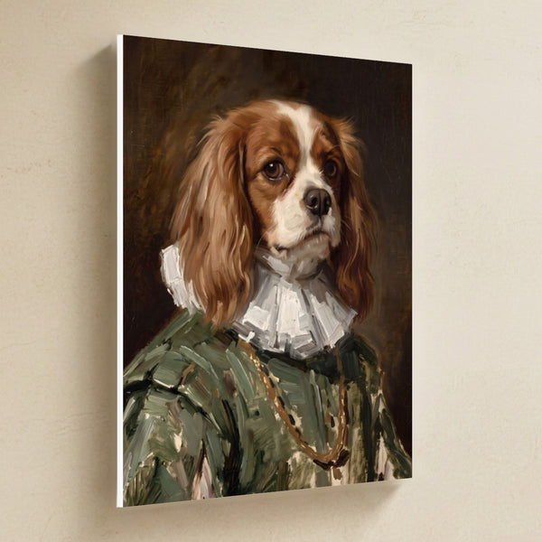 Cavalier King Charles Spaniel Royal Portrait Canvas Wall Art, Regal Dog Painting, Cavalier King Charles Spaniel Lover Gift, Stretched Canvas