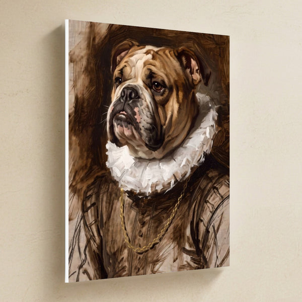 English Bulldog Royal Portrait Canvas Wall Art, Regal Dog Painting, English Bulldog Lover Gift, Stretched Canvas
