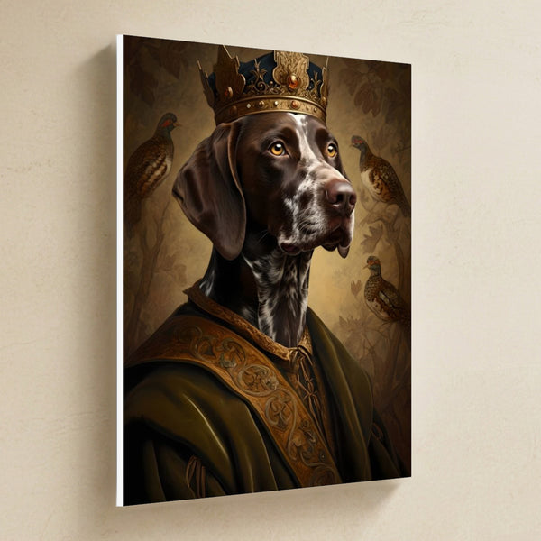 German Shorthaired Pointer Royal Portrait Canvas Wall Art, Regal Dog Painting, German Shorthaired Pointer Lover Gift, Stretched Canvas