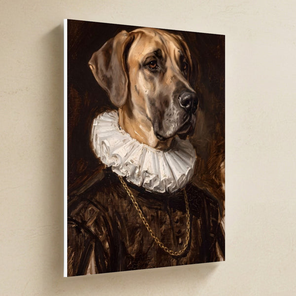 Great Dane Royal Portrait Canvas Wall Art, Regal Dog Painting, Great Dane Lover Gift, Stretched Canvas