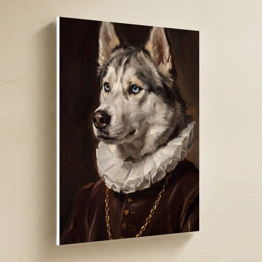Siberian Husky Renaissance Royal canvas print by Tritan, angled view