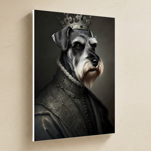 Miniature Schnauzer Royal Portrait Canvas Wall Art, Regal Dog Painting, Miniature Schnauzer Lover Gift, Stretched Canvas