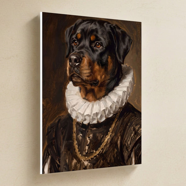 Rottweiler Royal Portrait Canvas Wall Art, Regal Dog Painting, Rottweiler Lover Gift, Stretched Canvas
