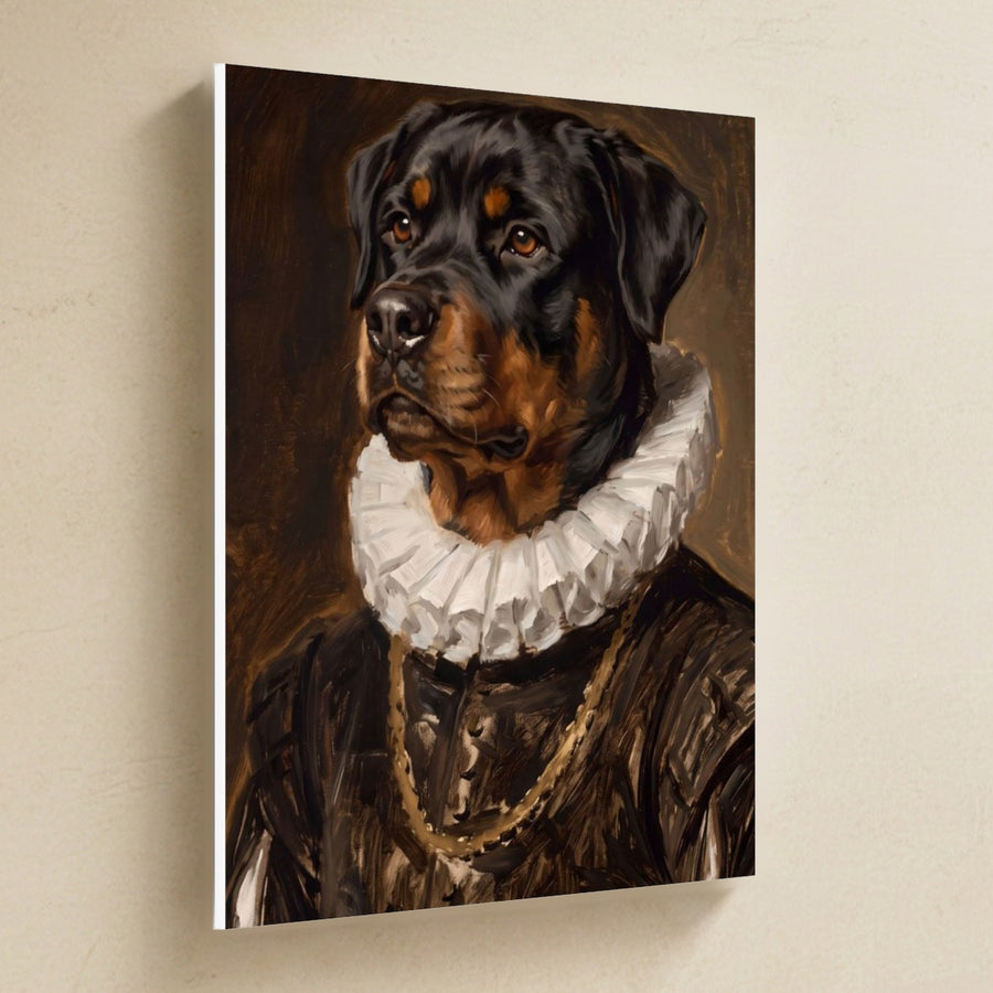 Rottweiler Renaissance Royal canvas print by Tritan, angled view