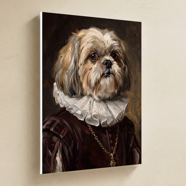 Shih Tzu Royal Portrait Canvas Wall Art, Regal Dog Painting, Shih Tzu Lover Gift, Stretched Canvas