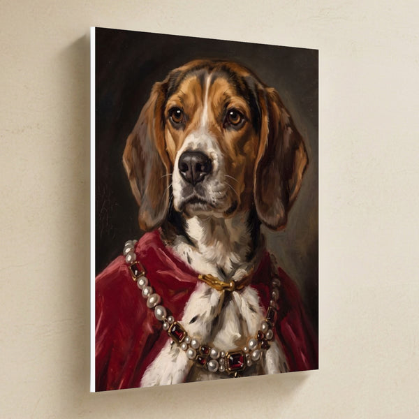 Beagle Kings & Queens Canvas Wall Art, Regal Dog Painting, Beagle Lover Gift, Stretched Canvas