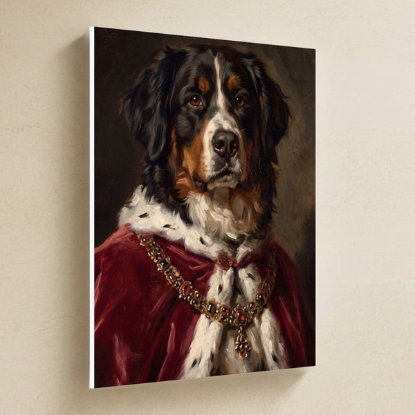 Bernese Mountain Dog Kings & Queens Canvas Wall Art, Regal Dog Painting, Bernese Mountain Dog Lover Gift, Stretched Canvas