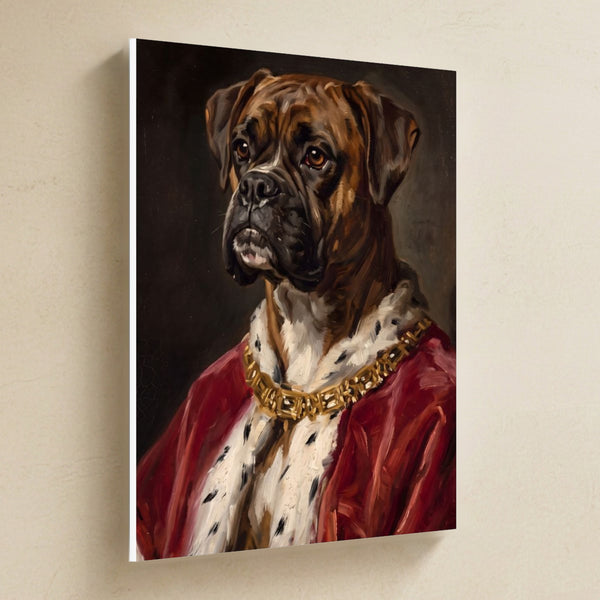 Boxer Kings & Queens Canvas Wall Art, Regal Dog Painting, Boxer Lover Gift, Stretched Canvas