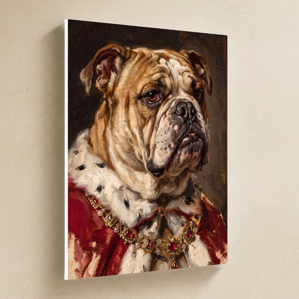 English Bulldog Kings & Queens Canvas Wall Art, Regal Dog Painting, English Bulldog Lover Gift, Stretched Canvas