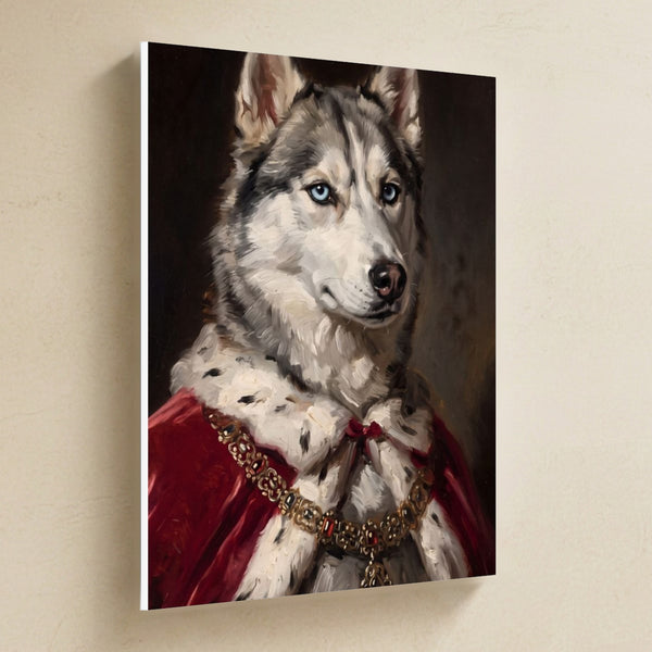 Siberian Husky Kings & Queens Canvas Wall Art, Regal Dog Painting, Siberian Husky Lover Gift, Stretched Canvas