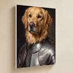 Golden Retriever Medieval Knight canvas print by Tritan, angled view