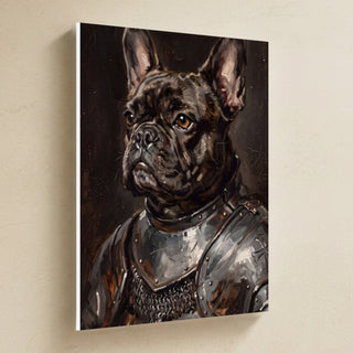 French Bulldog Medieval Knight Portrait Canvas Wall Art, Regal Dog Painting, French Bulldog Lover Gift, Stretched Canvas