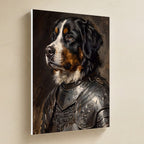 Bernese Mountain Dog Medieval Knight canvas print by Tritan, angled view