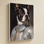 Boston Terrier Medieval Knight canvas print by Tritan, angled view