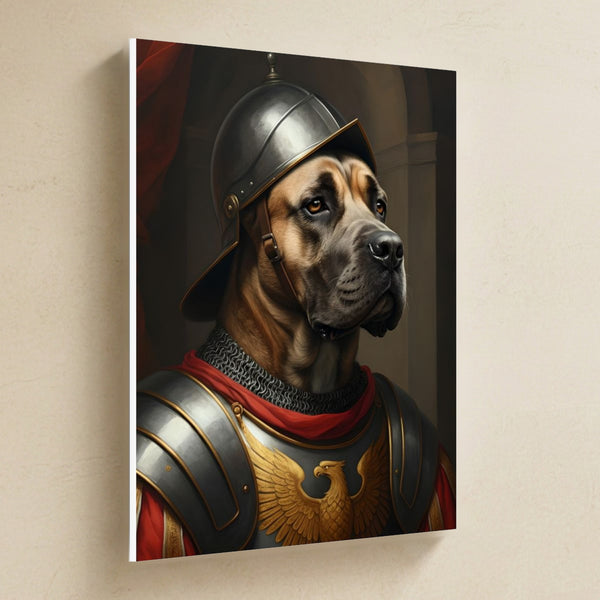 Cane Corso Medieval Knight Portrait Canvas Wall Art, Regal Dog Painting, Cane Corso Lover Gift, Stretched Canvas