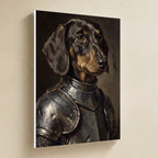 Dachshund Medieval Knight canvas print by Tritan, angled view