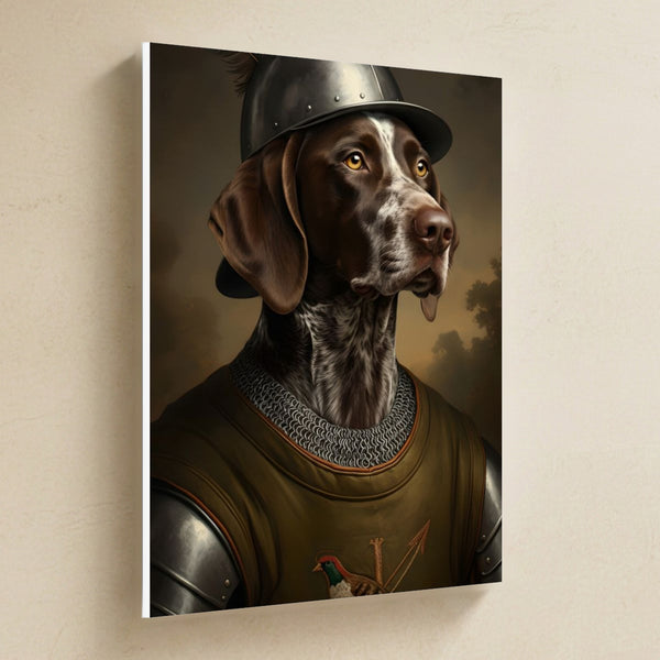 German Shorthaired Pointer Medieval Knight Portrait Canvas Wall Art, Regal Dog Painting, German Shorthaired Pointer Lover Gift, Stretched Canvas