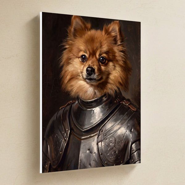 Pomeranian Medieval Knight Portrait Canvas Wall Art, Regal Dog Painting, Pomeranian Lover Gift, Stretched Canvas