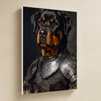 Rottweiler Medieval Knight canvas print by Tritan, angled view