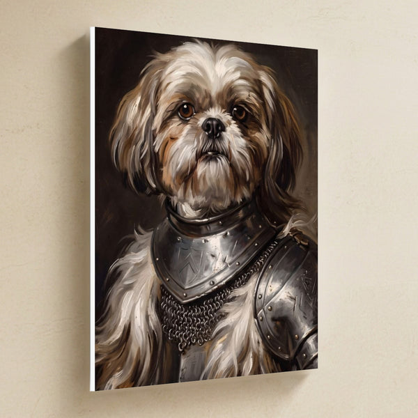 Shih Tzu Medieval Knight Portrait Canvas Wall Art, Regal Dog Painting, Shih Tzu Lover Gift, Stretched Canvas