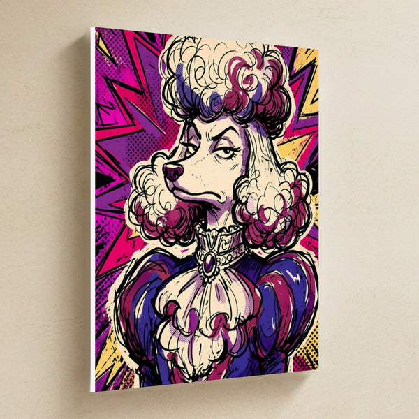 Poodle Comic Pop Canvas Wall Art, Bold Dog Print, Poodle Lover Gift, Stretched Canvas