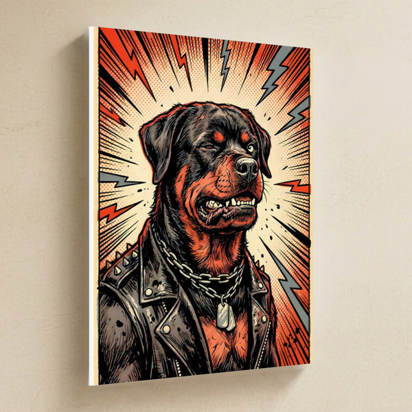 Rottweiler Comic Pop Canvas Wall Art, Bold Dog Print, Rottweiler Lover Gift, Stretched Canvas