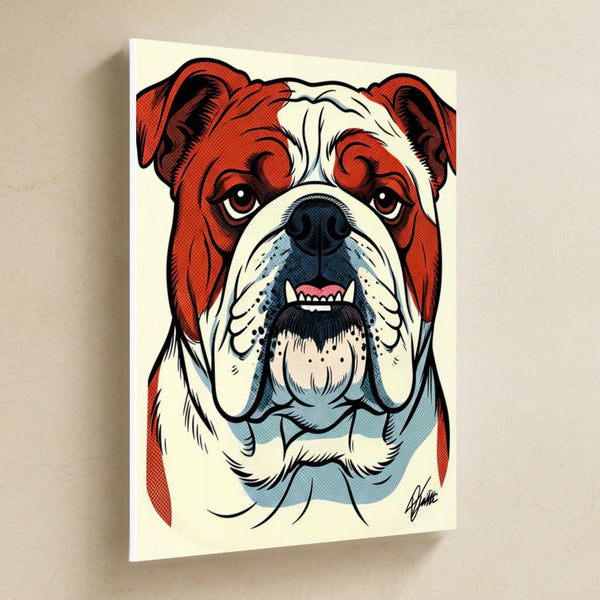 English Bulldog Comic Pop Canvas Wall Art, Bold Dog Print, English Bulldog Lover Gift, Stretched Canvas