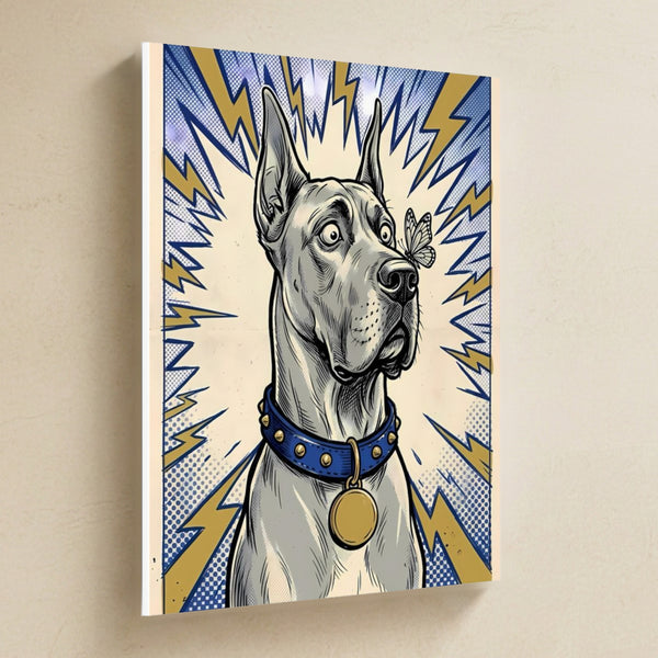 Great Dane Comic Pop Canvas Wall Art, Bold Dog Print, Great Dane Lover Gift, Stretched Canvas
