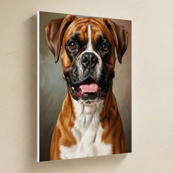 Boxer Oil Portrait Canvas Wall Art, Classic Dog Portrait, Boxer Lover Gift, Stretched Canvas