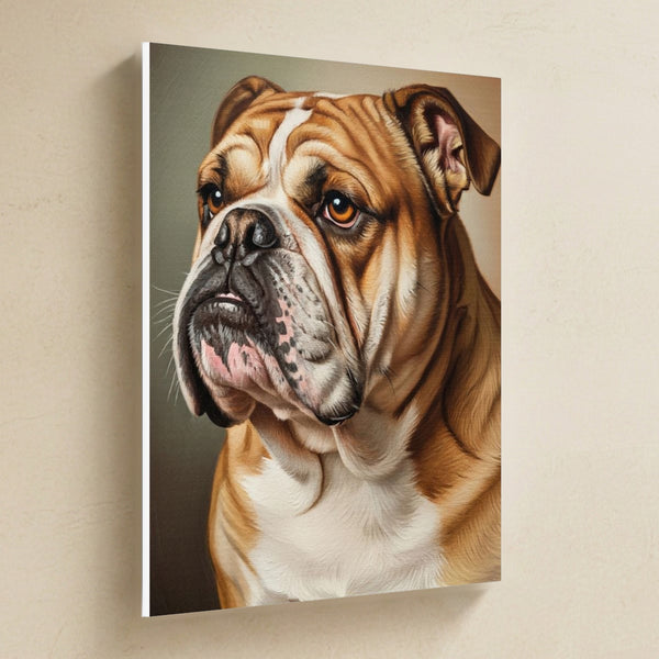 English Bulldog Oil Portrait Canvas Wall Art, Classic Dog Portrait, English Bulldog Lover Gift, Stretched Canvas