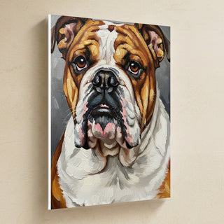 English Bulldog Oil Portrait Canvas Wall Art, Classic Dog Portrait, English Bulldog Lover Gift, Stretched Canvas