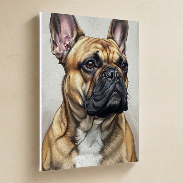French Bulldog Oil Portrait Canvas Wall Art, Classic Dog Portrait, French Bulldog Lover Gift, Stretched Canvas
