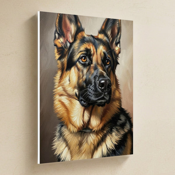 German Shepherd Oil Portrait Canvas Wall Art, Classic Dog Portrait, German Shepherd Lover Gift, Stretched Canvas