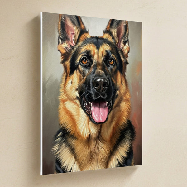 German Shepherd Oil Portrait Canvas Wall Art, Classic Dog Portrait, German Shepherd Lover Gift, Stretched Canvas