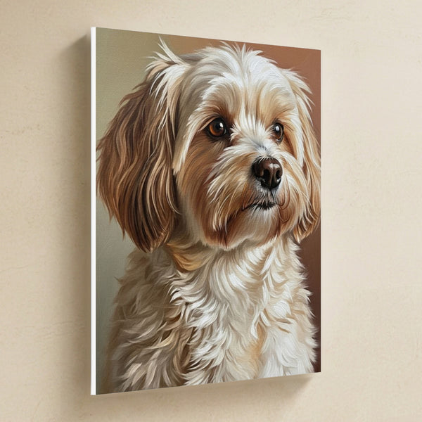 Havanese Oil Portrait Canvas Wall Art, Classic Dog Portrait, Havanese Lover Gift, Stretched Canvas