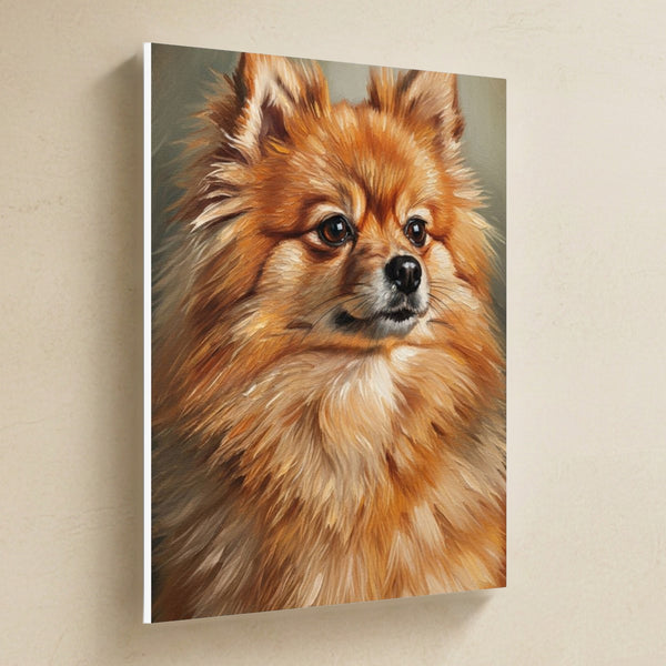 Pomeranian Oil Portrait Canvas Wall Art, Classic Dog Portrait, Pomeranian Lover Gift, Stretched Canvas