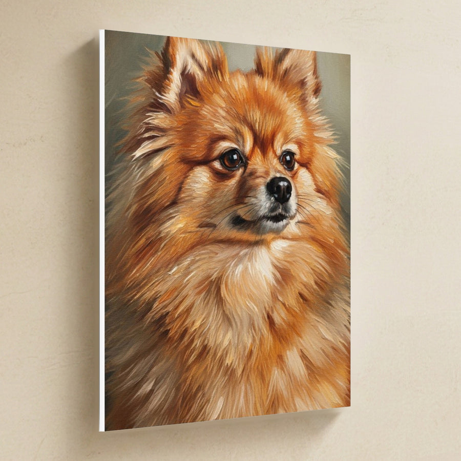 Pomeranian Oil Portrait canvas print by Tritan, angled view