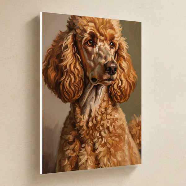 Poodle Oil Portrait Canvas Wall Art, Classic Dog Portrait, Poodle Lover Gift, Stretched Canvas