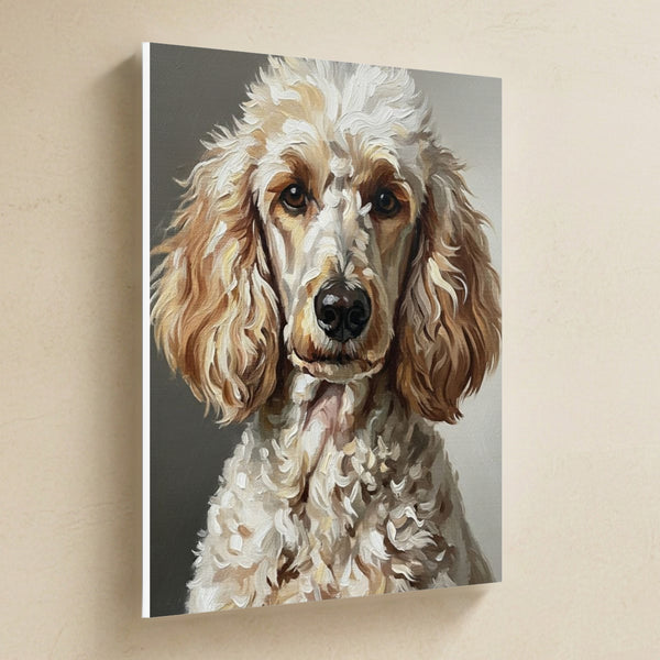 Poodle Oil Portrait Canvas Wall Art, Classic Dog Portrait, Poodle Lover Gift, Stretched Canvas