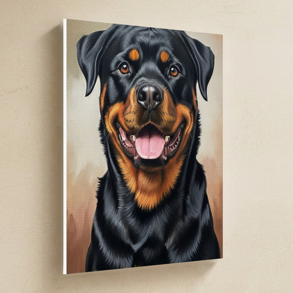 Rottweiler Oil Portrait Canvas Wall Art, Classic Dog Portrait, Rottweiler Lover Gift, Stretched Canvas